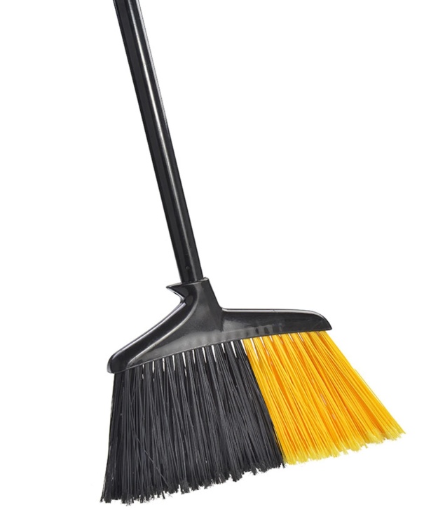 14'' Black & Yellow Commercial Angle Broom with 48'' Metal Handle